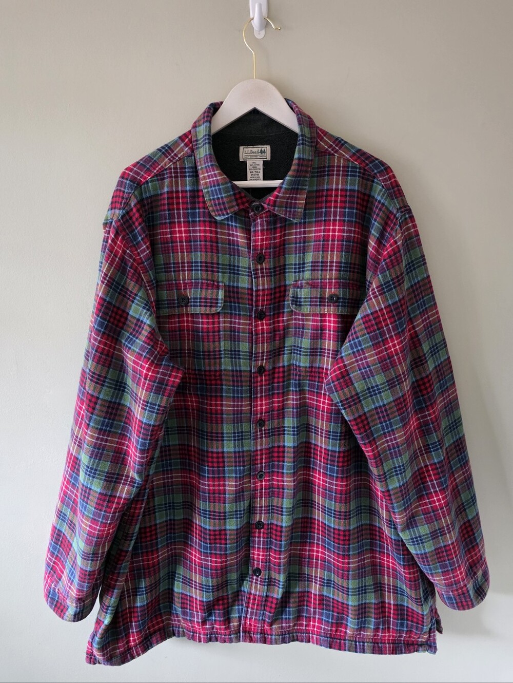 L.L. Bean XXLT Vintage Plaid Fleece Lined Button Down Shirt Heritage Cabincore